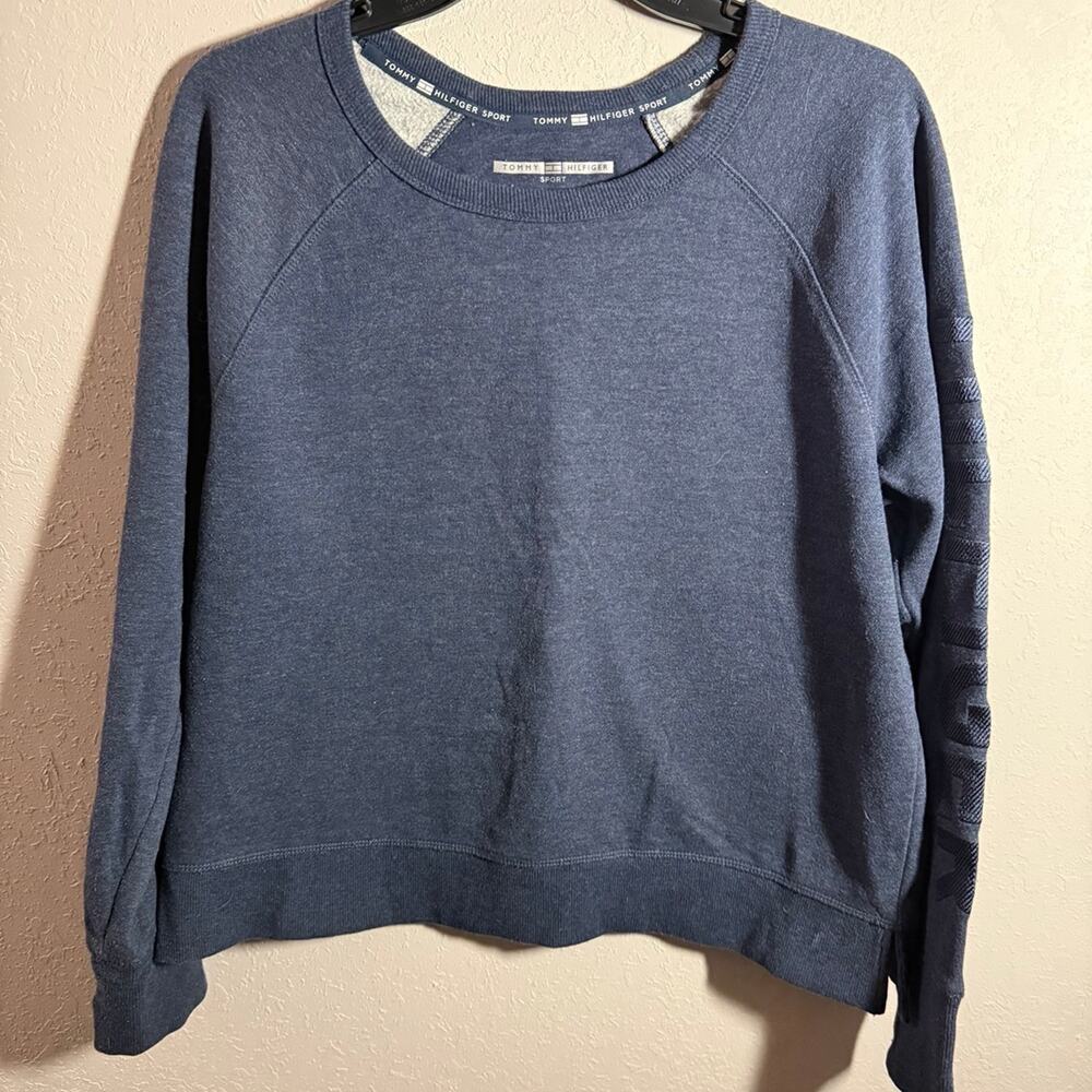 Women’s XL Blue Tommy Hilfiger Sport Cropped, Athletic, Long Sleeve Sweatshirt